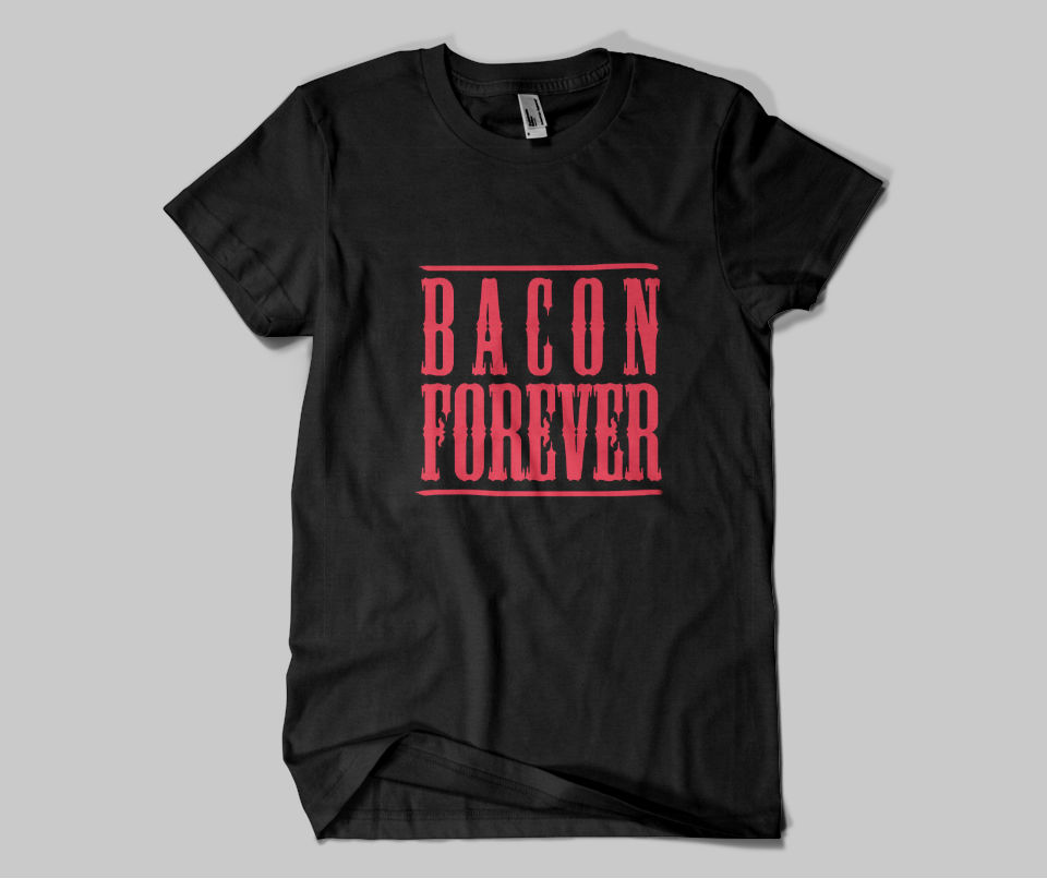 Bacon-Forever-on-Black-Tshirt