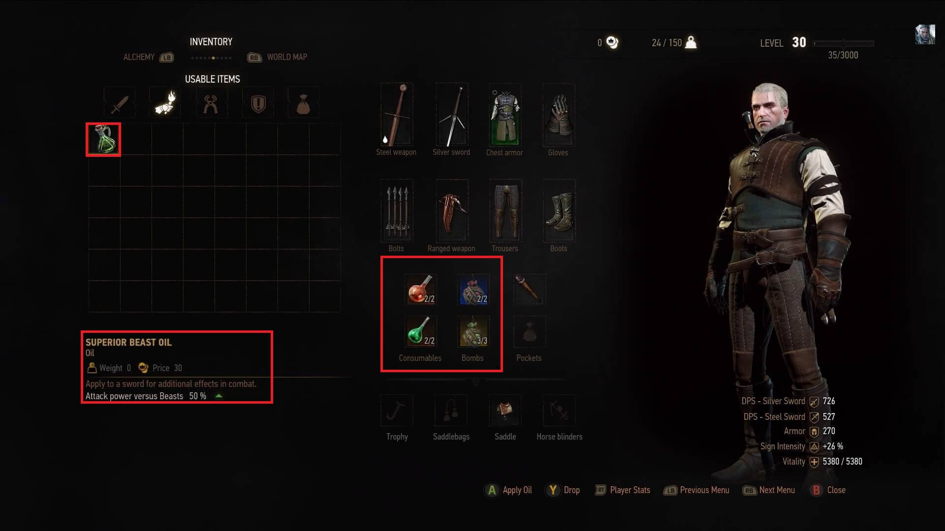 Witcher 3 Potion Slots