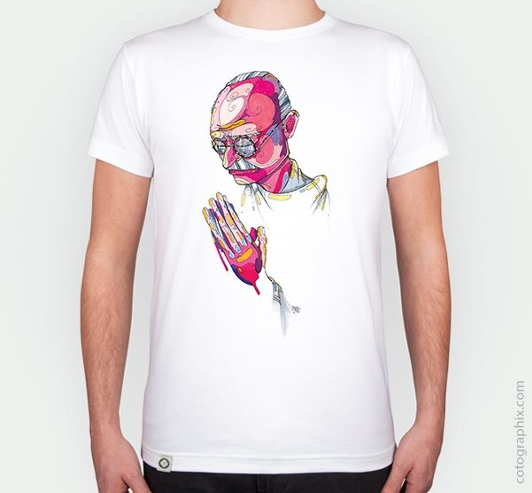 Camiseta-hombreblanco-gabriel-mesa-art_mahatma_gandhi