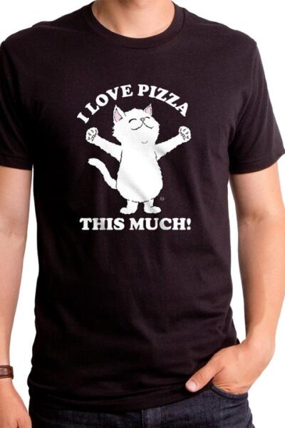 I LOVE PIZZA THIS MUCH MEN’S T-SHIRT