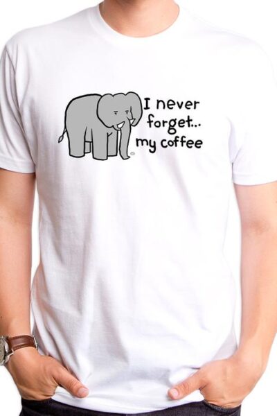 I NEVER FORGET MY COFFEE MEN’S T-SHIRT