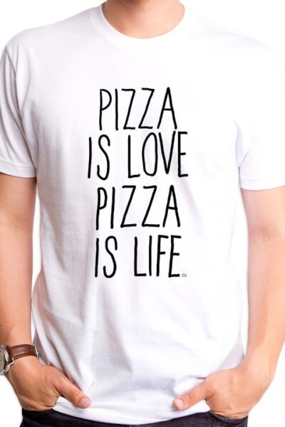 PIZZA IS LOVE PIZZA IS LIFE MEN’S T-SHIRT