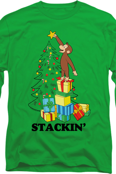 Stackin’ Curious George Christmas Long Sleeve Shirt