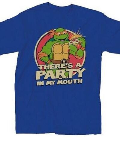 The Teenage Mutant Ninja Turtles sure do love pizza, but none of them love it as much as Michelangelo! If you’re a fan of Mikey and you want to show it off with pride, why not check out this totally awesome TMNT t-shirt? Featuring one of the most unforgettable heroes in a half shell, this officially licensed Teenage Mutant Ninja Turtles t-shirt is a perfect way to show some love for the original Ninja Turtles.