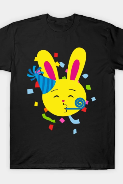One Tooth Rabbit Emoji Partying Bunny Face T-Shirt
