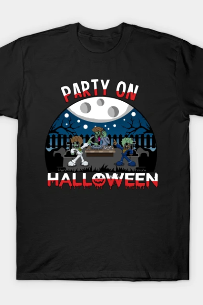 Party On Halloween Partying Halloween T-Shirt