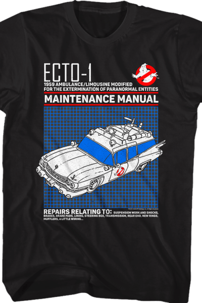 Ecto-1 Maintenance Manual Real Ghostbusters T-Shirt