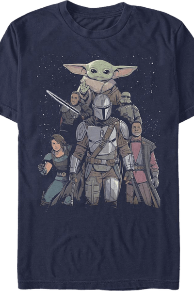 Mandalorian Illustrated Cast Collage Star Wars T-Shirt