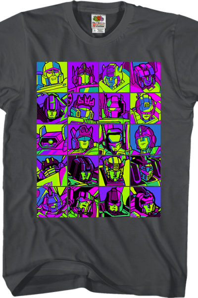Neon Pop Art Robot Collage Transformers T-Shirt