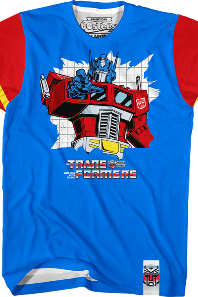 Optimus Prime Vintage Striped Sleeve Transformers T-Shirt