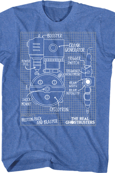 Proton Pack Schematic Real Ghostbusters T-Shirt