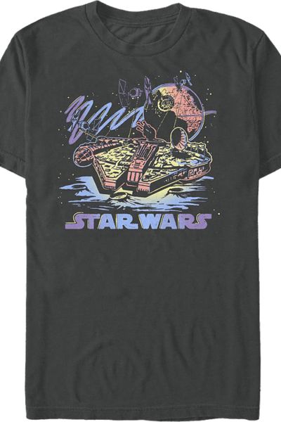 Retro Neon Millennium Falcon Star Wars T-Shirt