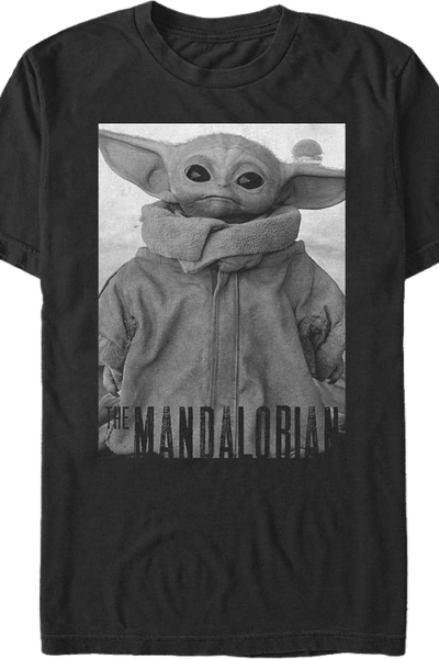 Star Wars The Mandalorian The Child Black And White Portrait T-Shirt
