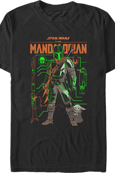 The Mandalorian And The Child Outlines Star Wars T-Shirt