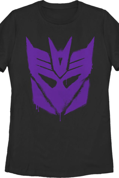 Womens Black Decepticon Graffiti Logo Transformers Shirt