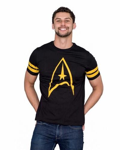Star Trek Emblem Striped Sleeves T-Shirt