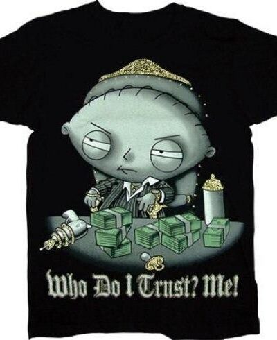 Stewie Who Do I Trust Me! Scarface Sparkle T-Shirt