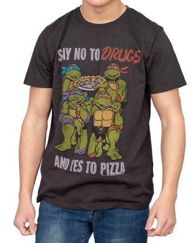 TMNT Yes To Pizza Adult Black T-Shirt