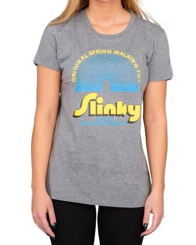 Juno Slinky Spring Walking Toy Gray Juniors T-Shirt