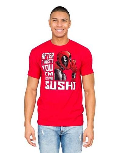 Marvel Comics Deadpool Sushi Red T-shirt