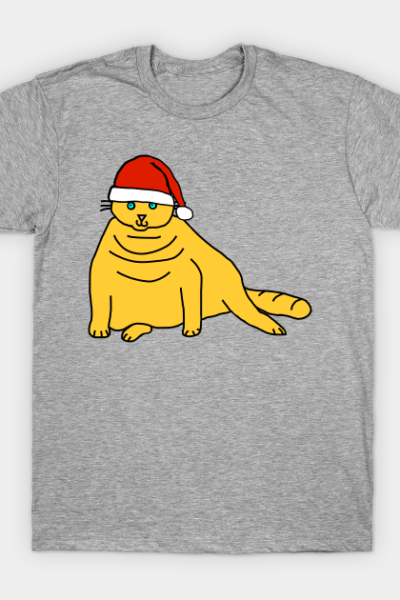 Christmas Chonk Cat in Santa Hat T-Shirt