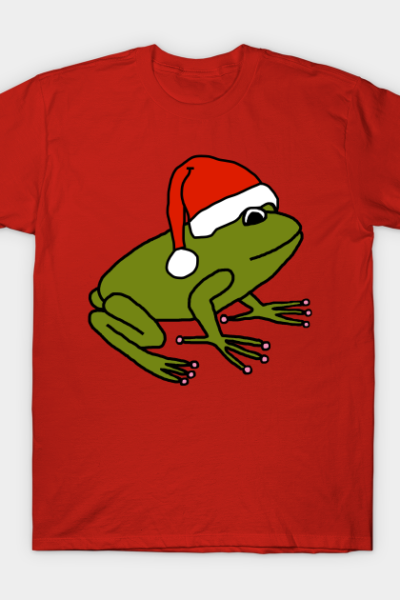 Cute Frog Wearing a Christmas Santa Hat