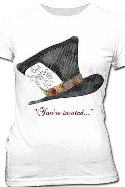Mad Hatter You’re Invited Juniors T-shirt