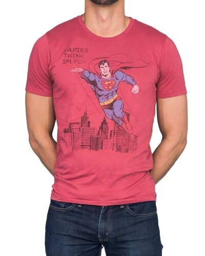 Superman Ladies Think I’m Fly Vintage Inspired Lava T-shirt