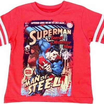 Superman Man Of Steel Comic Book Print T-Shirt