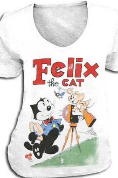 Felix the Cat Distressed Camera Photo Shoot V-Neck T-shirt