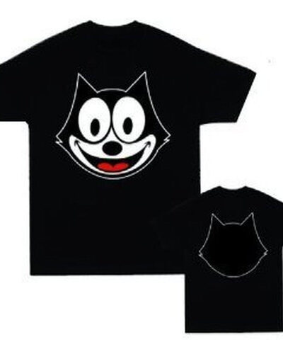 Felix the Cat Face Outline Black T-shirt
