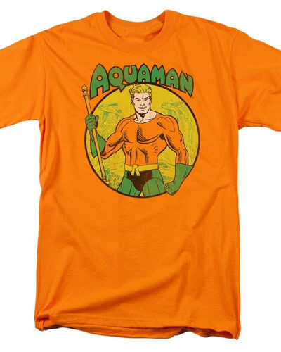 Aquaman Circle Image Orange Adult T-shirt
