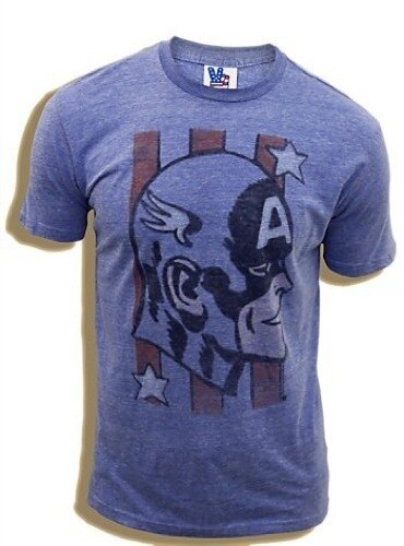 Captain America Head & Stripes Retro T-shirt