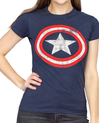Captain America Star Distressed Logo Juniors T-shirt