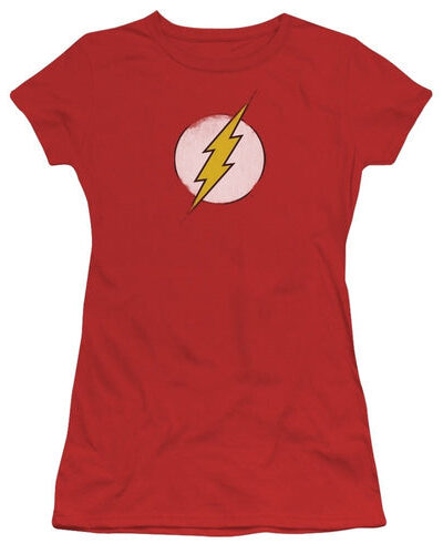 DC Comics The Flash Lightning Bolt Distressed Logo Red Juniors T-Shirt