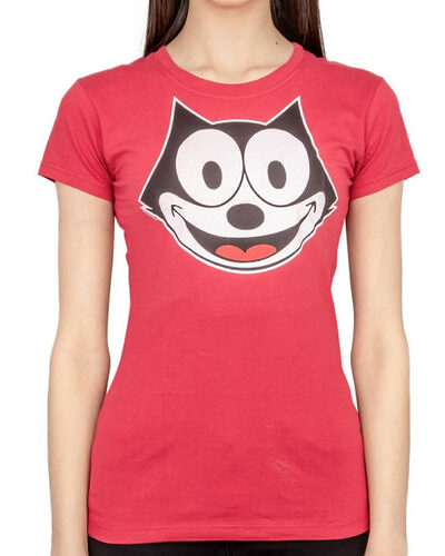 Felix the Cat Face Juniors Red T-shirt