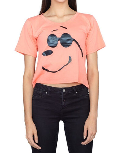 Joe Cool Snoopy Cropped Peach T-shirt