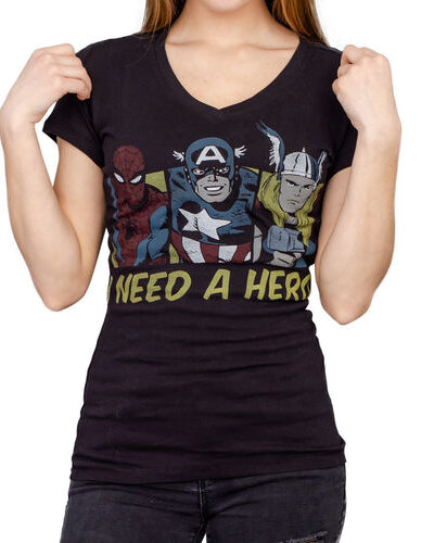 Marvel Comics I Need A Hero Black V-neck T-shirt