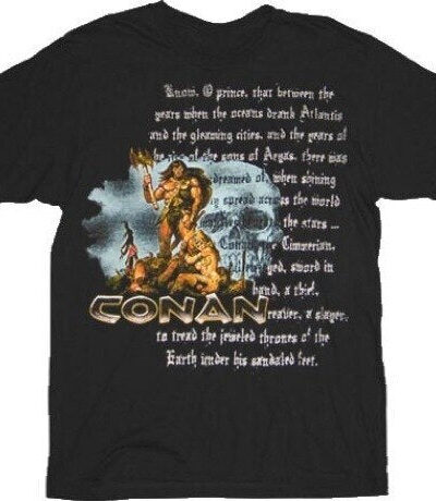 Conan the Barbarian Silver Text Skull T-Shirt