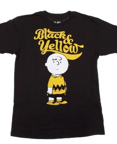 Peanuts Charlie Brown Black & Yellow Black Adult T-Shirt