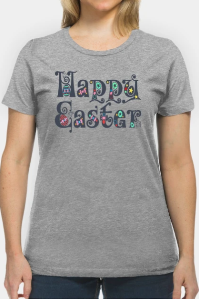 Elegant Vintage Decorative Happy Easter Typography T-Shirt