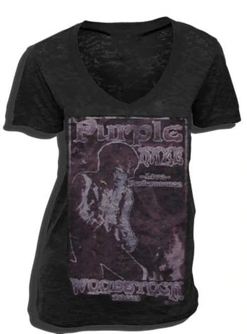 Jimi Hendrix Purple Haze Woodstock 1969 V-Neck T-Shirt - TeeHunter.com