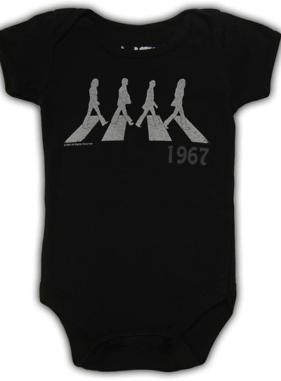 The Beatles Abbey Road 1967 Black Snapsuit Baby Romper