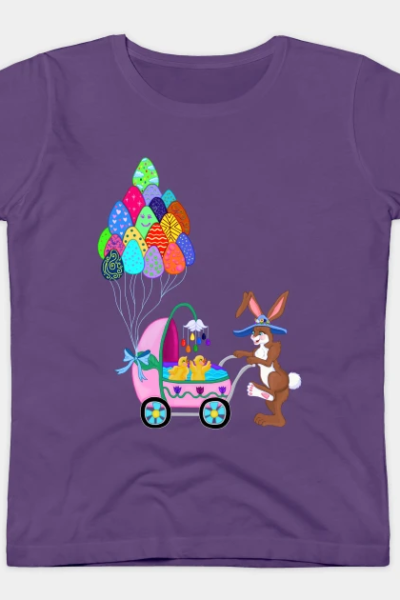 Easter Bunny and Chicks Baby Carriage Stroll T-Shirt