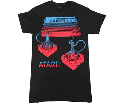 Atari Video Game Console And Joysticks Adult Black T-Shirt