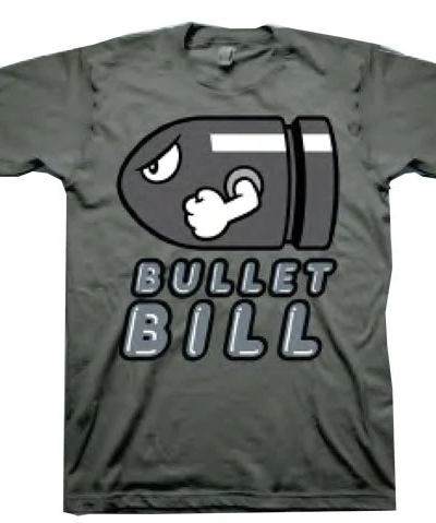 Nintendo Bullet Bill Charcoal Adult T-shirt