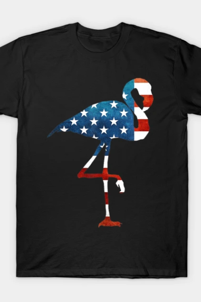 4th of July Flamingo American flag USA T-Shirt