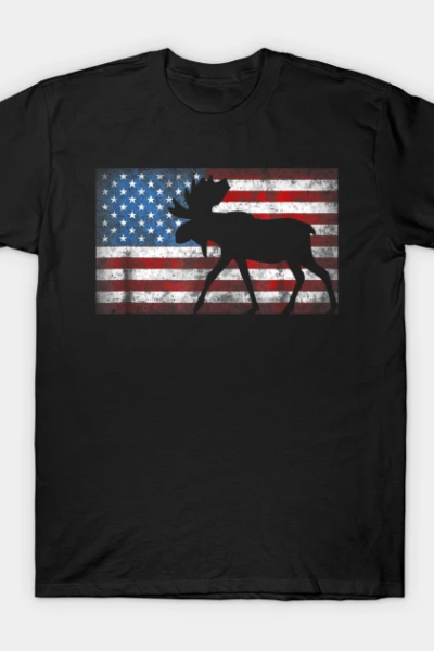 American Flag Moose Shirt 4th of July Animal Gift T-Shirt