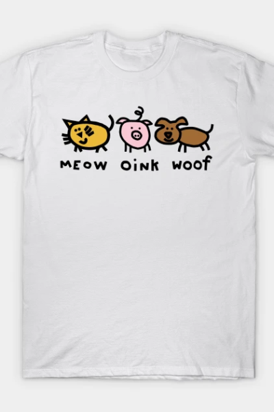 Cute Animals Noisy Cat Pig Dog T-Shirt