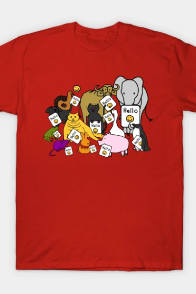 Group of Cute Animals say Hello T-Shirt